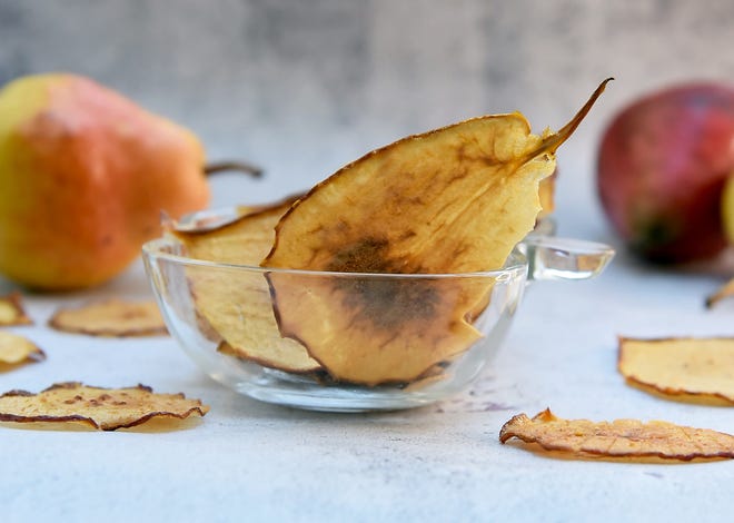 Crystal pear crisps carry the power to transform a cheese board or a dessert cart, and almost everything in-between. These sweet, crisp slices are true gems on any plate.
