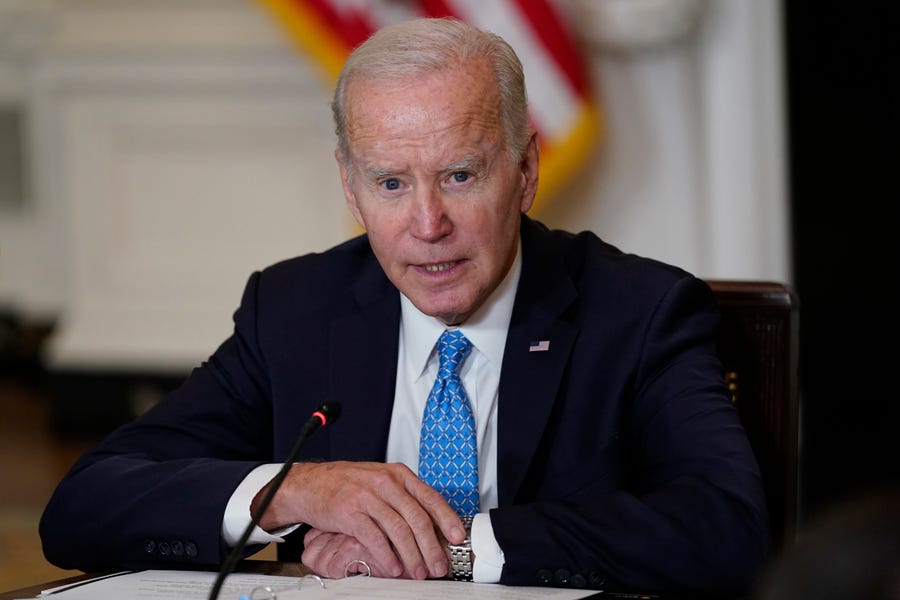 President Joe Biden speaks during a meeting of the White House Competition Council in the State Dining Room of the White House in Washington, Monday, Sept. 26, 2022.