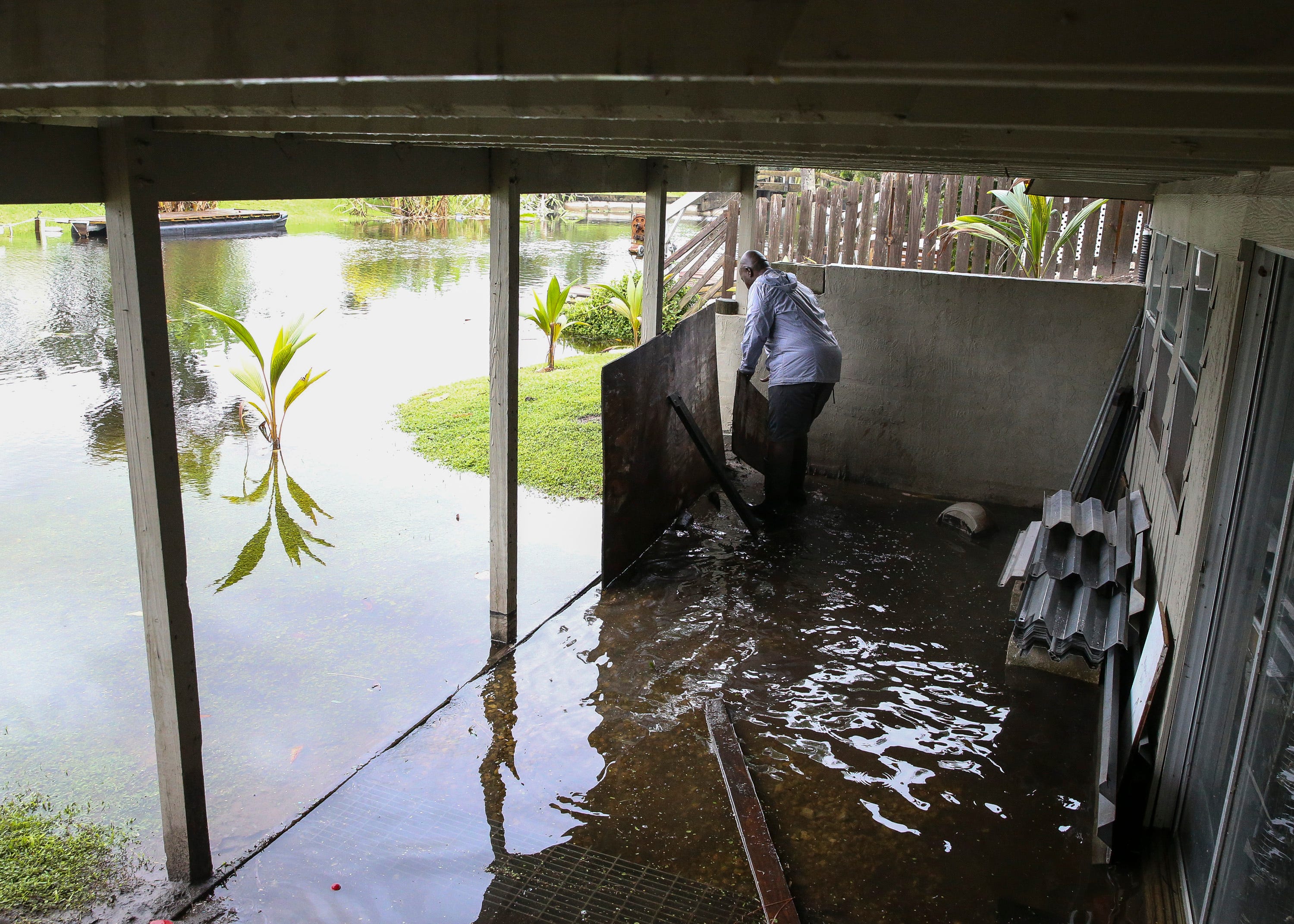 Water is flooding the basement of the mobile home Melvin Phillips rents Wednesday, Sept. 28, 2022, at Fork River Estates in Martin County.