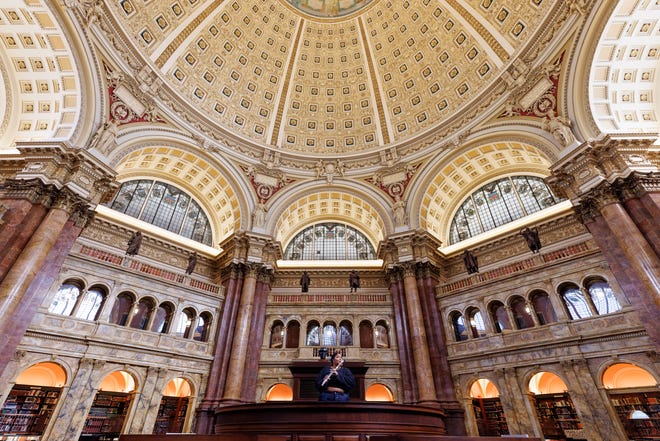 Lizzo performs the flute Monday, Sept. 28, 2022 at the Library of Congress in Washington, D.C.