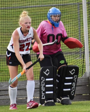 Honesdale senior Rachael Collins is turning heads as a first-year goal keeper for the varsity field hockey team.