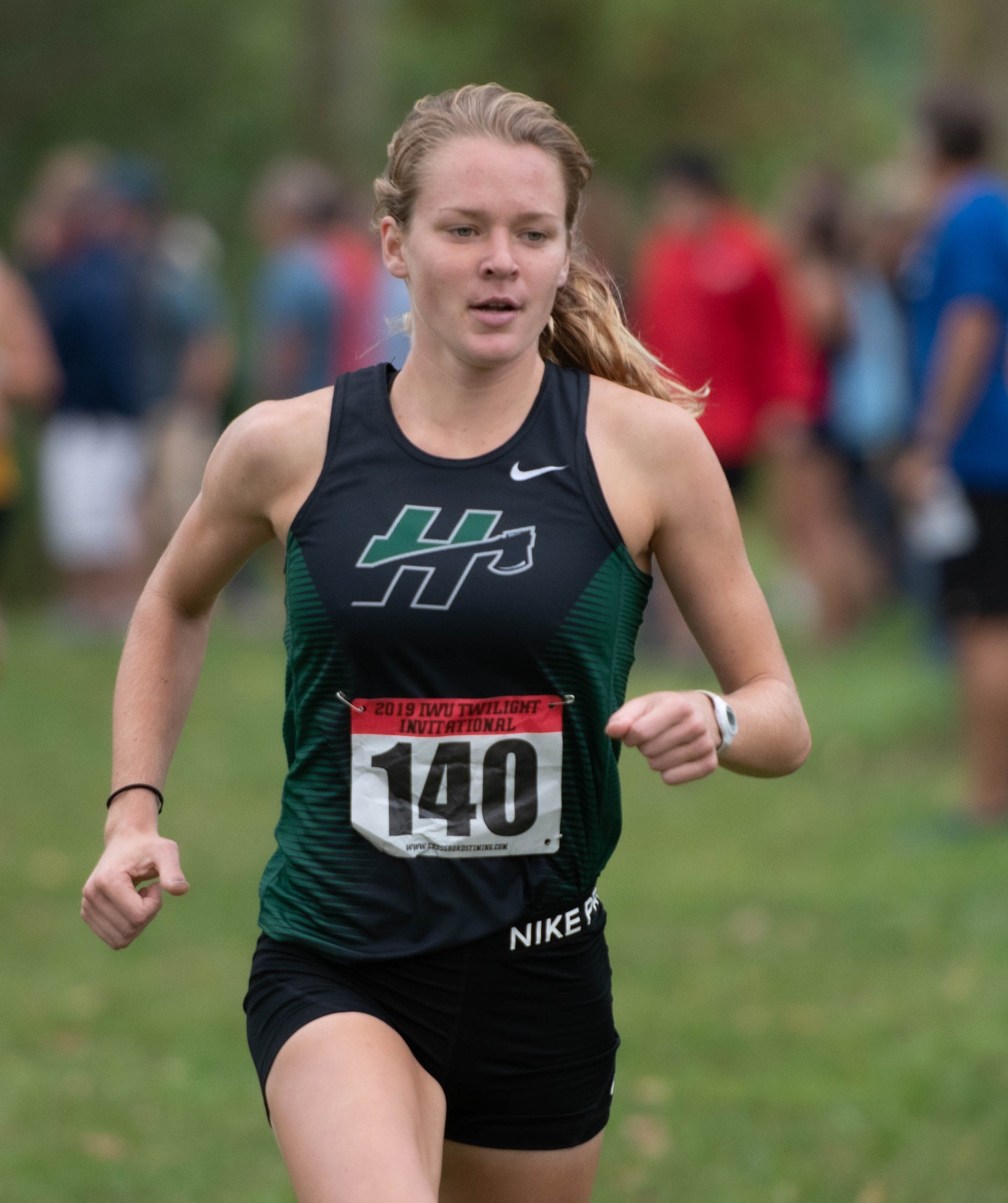 Hannah Stoffel won an NAIA cross-country title for Huntington University in November 2019.