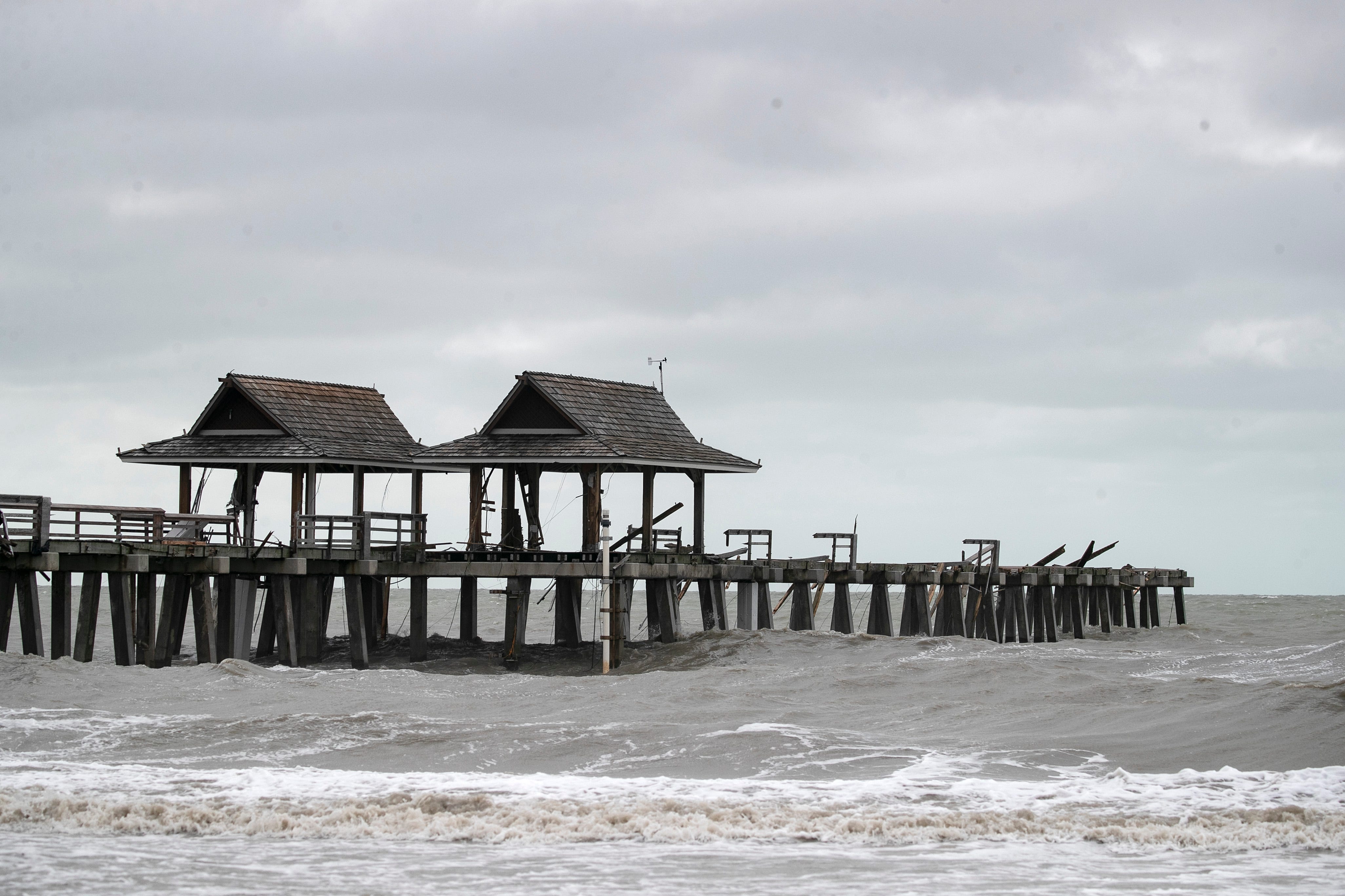 Naples Pier in Florida heavily damaged after Hurricane Ian