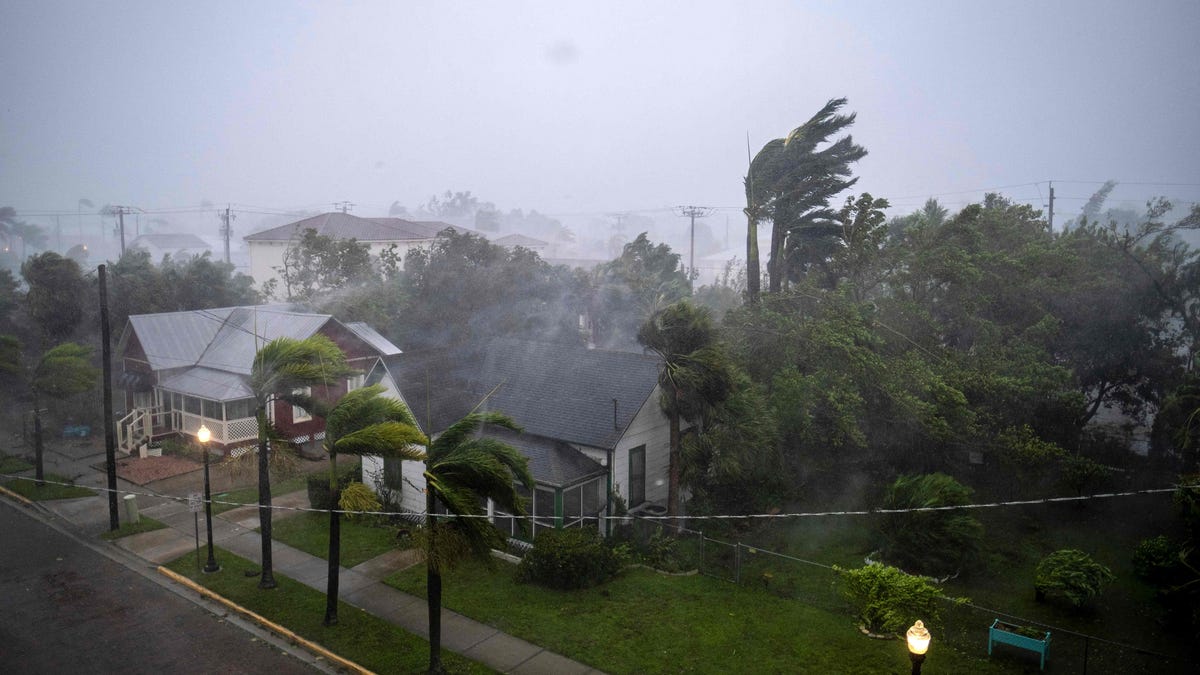 Gusts from Hurricane Ian hit in Punta Gorda, Florida on September 28, 2022.
