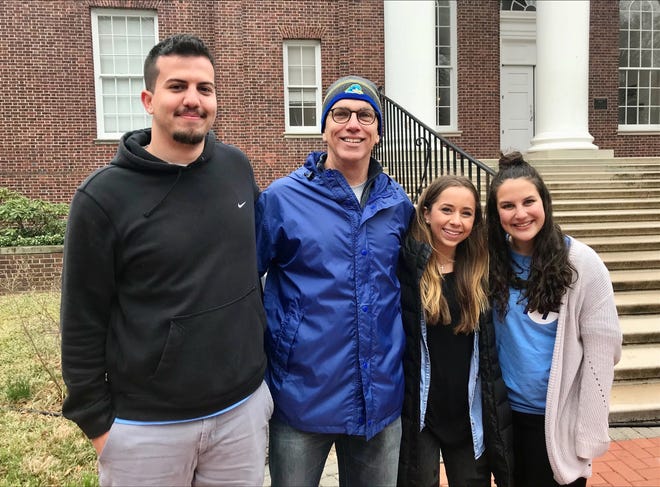 Stephen Pihl, left, and Dennis Gillan on the day they met at the University of Delaware in 2018.