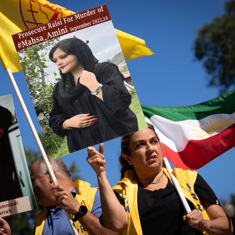 Iranian Americans rally on Sept. 28, 2022, in Wash