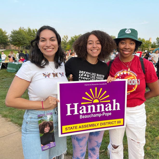 Hannah Beauchamp-Pope, center, is running for Assembly District 88.