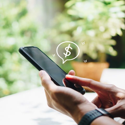 Woman use gadget mobile smartphone earn money onli
