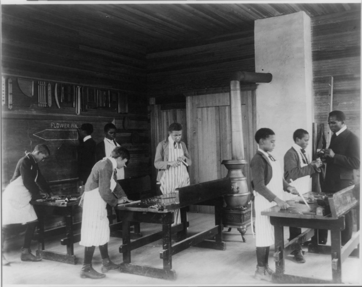 Students in workshop, Tuskegee Institute, Ala. 1902Tuskegee Normal and Industrial Institute, AlabamaPhotographer: Frances Benjamin Johnston [Via MerlinFTP Drop]