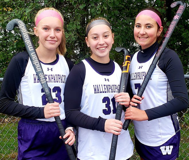 Aubrey Folk, Jillian Tait, and Sophia Burbridge are spearheading the Wallenpaupack Area field kockey team’s effort to raise awareness and help fight mental health issues among student athletes through Morgan’s Message. The Lady Bucks' Oct. 18 game will spotlight the new initiative with t-shirts, ribbons, and a basket raffle. Game time is 6 p.m. at the stadium.