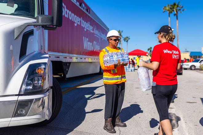 Winn-Dixie on Pine Island will be distributing free water, ice and additional essentials, as well as the remainder of its store inventory, to residents in need Thursday, Oct. 6.