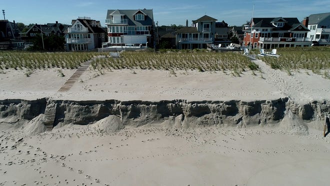 Erosion chewed away at the dunes near Harris Street in Bay Head shown Thursday, October 6, 2022, at about 2pm.