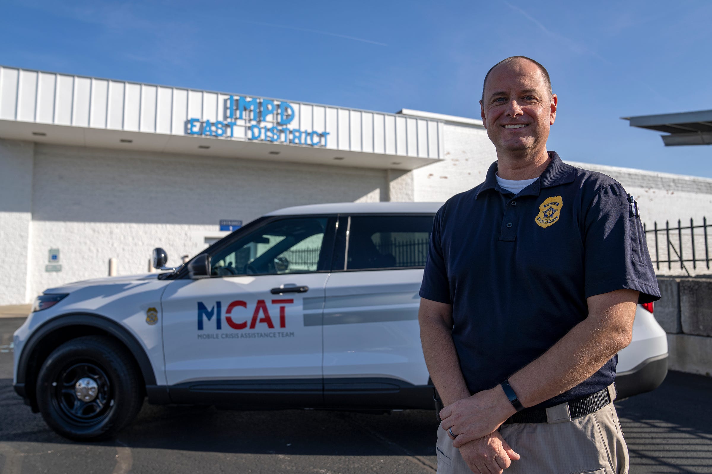 IMPD Sgt. Lance Dardeen, who oversees Indianapolis police's Mobile Crisis Assistant Teams, poses for a portrait Wednesday, Oct. 5, 2022, at IMPD East District headquarters in Indianapolis. 