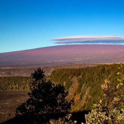 The summit of Mauna Loa is seen, from the summit a