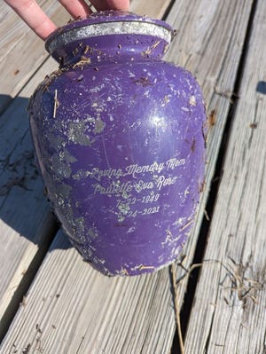 An urn containing the ashes of a Georgia woman swept away in Ocean City, NJ on October 7.