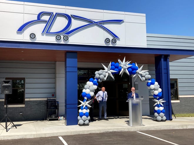 Ted Townsend, Greater Memphis Chamber chief economic development officer, speaks at RDX's grand opening of its new headquarters on American Way on Friday, Oct. 7, 2022, in Memphis.