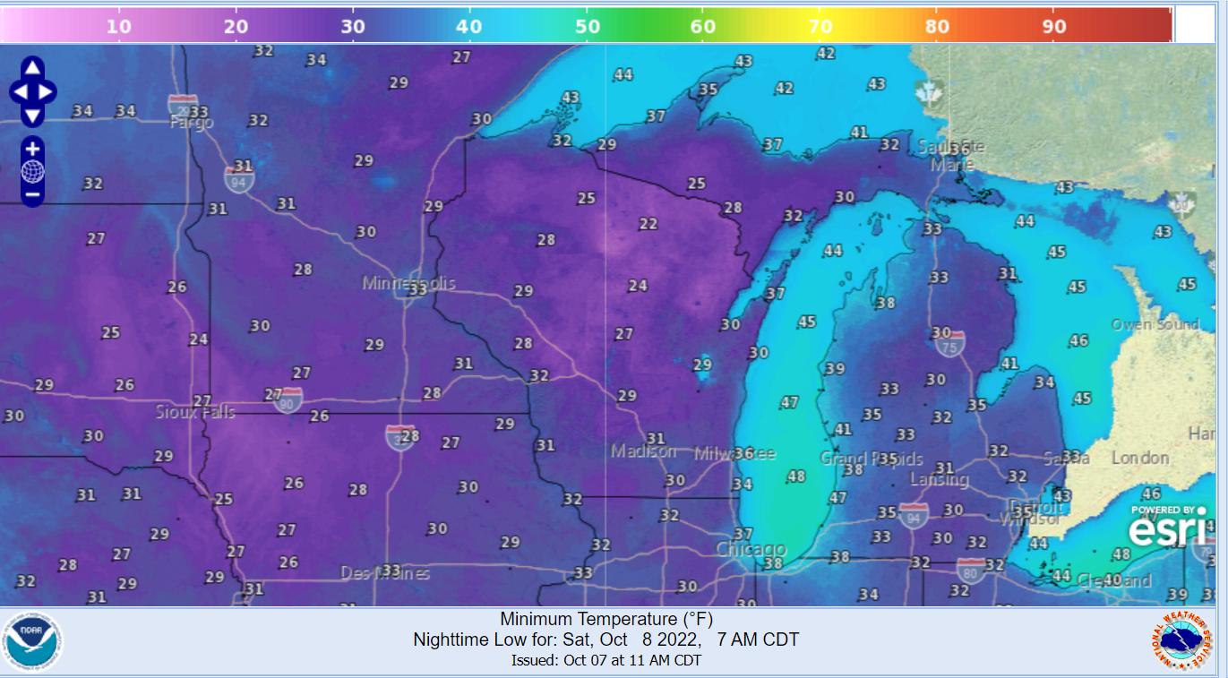 Freeze warning issued for most of Wisconsin as temperatures drop Oct 8