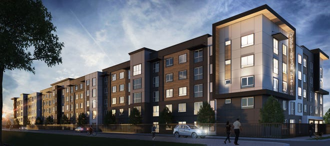 An artist's rendering of The Vintage at Washington Station low-income apartment by Greenstreet Development in downtown Reno.