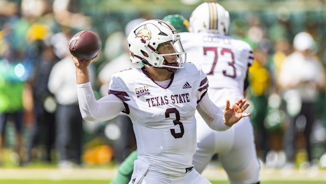 Texas State quarterback Layne Hatcher has started for the Bobcats all season after transferring in from Sun Belt rival Arkansas State. Texas State will host the Red Wolves this week.