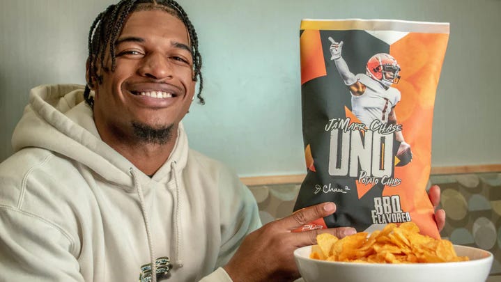 Ja'Marr Chase promotes UNO potato chips available at select Kroger locations