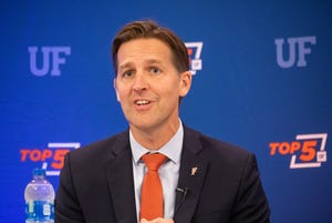 UF Presidential finalist Sen. Ben Sasse answers questions during an open forum discussion at Emerson Alumni Hall in Gainesville on Oct. 10.