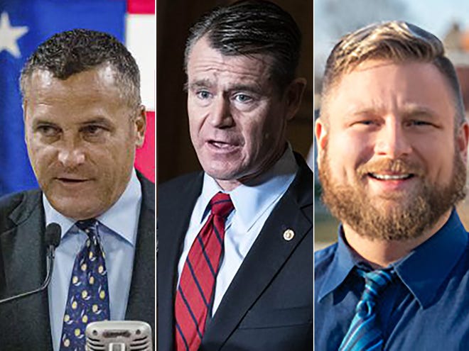Pictured are Indiana U.S. Senate candidates (from left) Democrat Thomas M. McDermott, Jr., Republican Todd Young and Libertarian James Sceniak.
