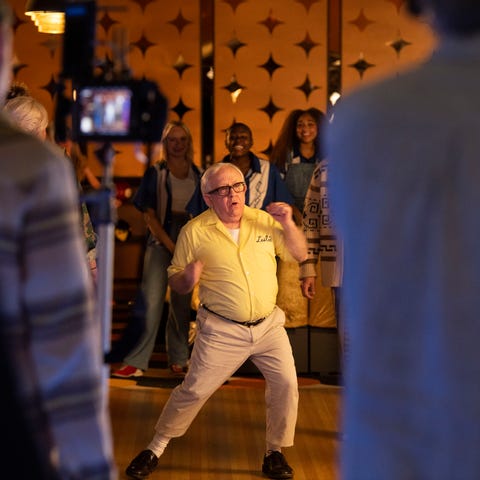 Leslie Jordan dances during the filming of the mus