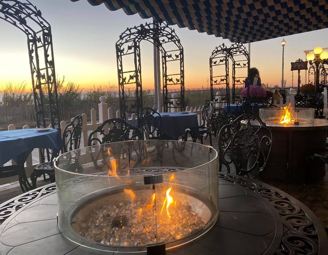Firepits are right next to the beach at Victoria's Restaurant in Rehoboth.