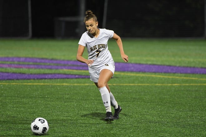 Rylee Henson dribbles the ball as Greencastle-Antrim and Northern played to a 2-2 draw on Wednesday, October 12, 2022
