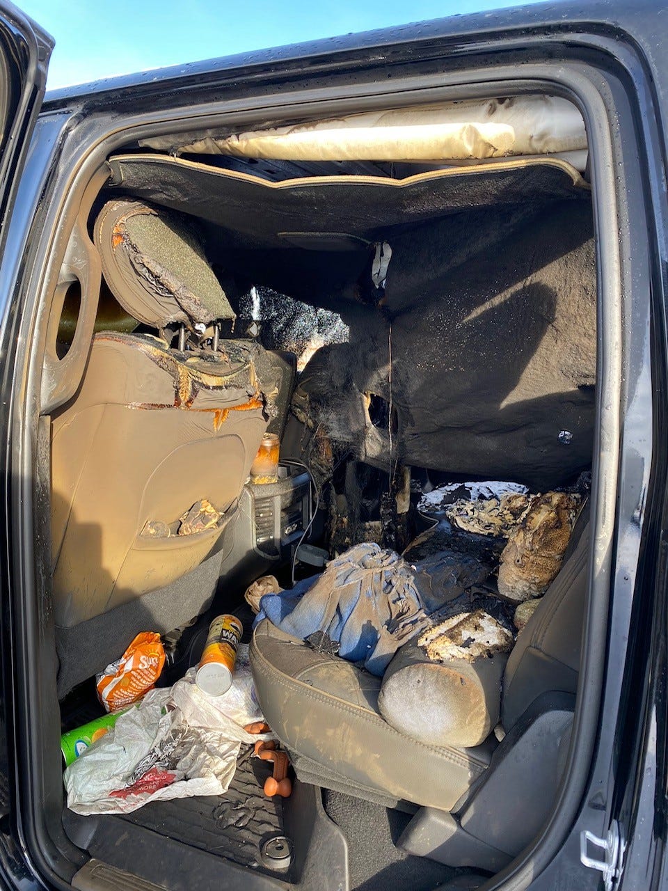 The fire that engulfed Jenny Doman's brand new RV also destroyed their pick-up truck.