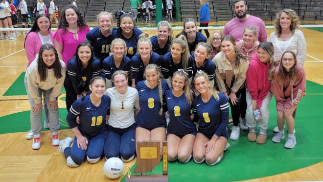 Delta's girls volleyball team poses for a picture after beating Jay County 3-0 in the Sectional 24 championship. The victory marks the Eagles' first sectional title sincr 2013.