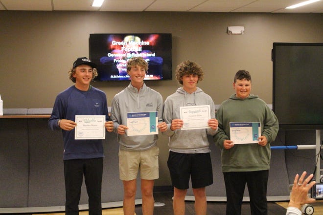 The Geneseo High School Boys’ Golf team was recognized recently at their end-of-season event. Awards went to, from left: Hayden Moore, MVP; Tayt Hager, Most Valuable Team Member; Connor Dillie, Most Improved; and Drew Kelly, Rookie of the Year.