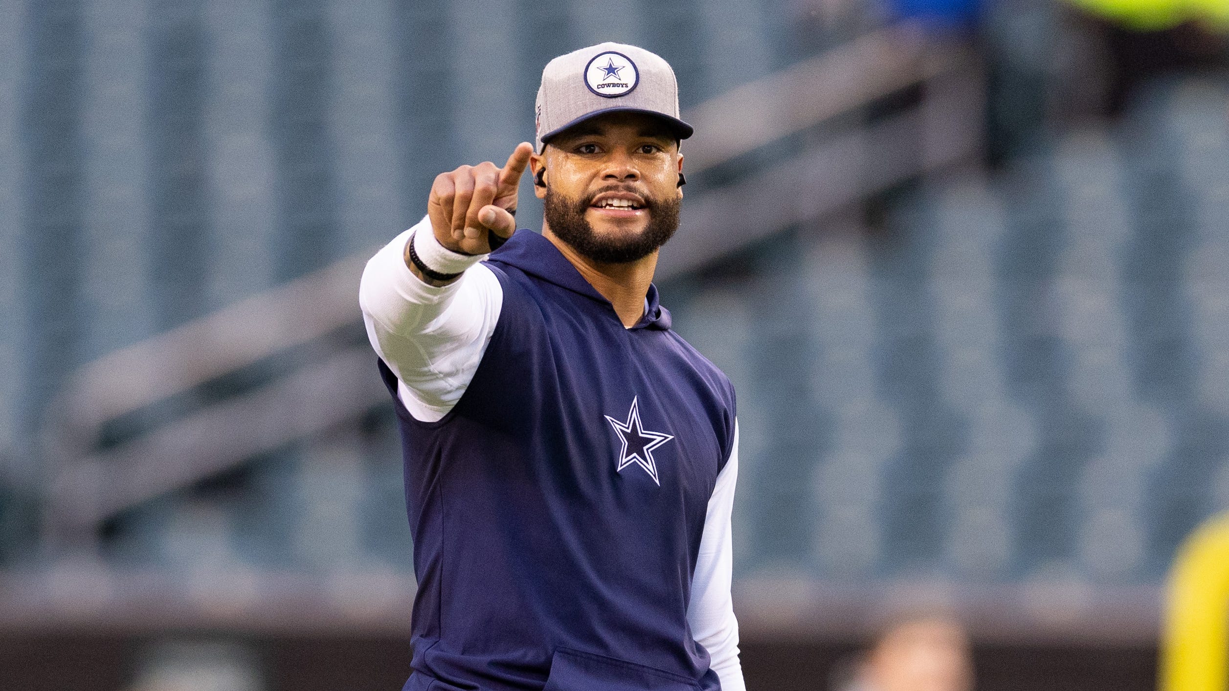 Dallas Cowboys quarterback Dak Prescott before the game against the Philadelphia Eagles at Lincoln Financial Field.