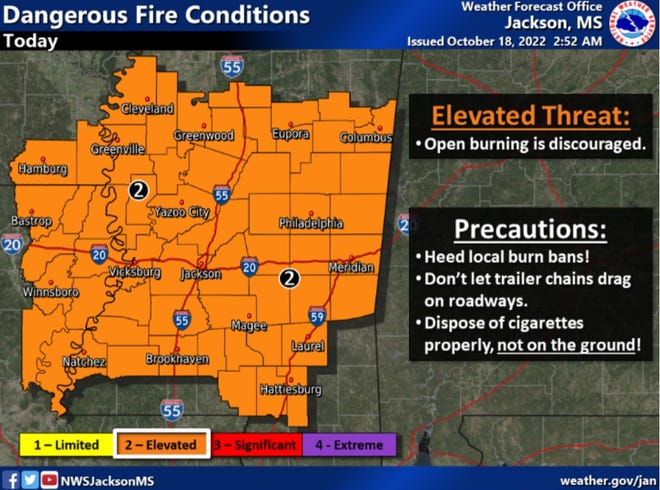 National Weather Service issues Elevated burn threat due to dry conditions.