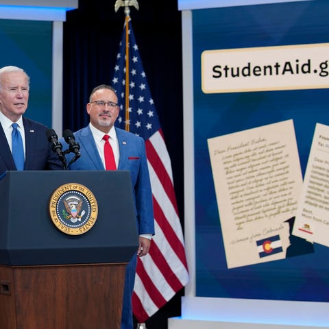 President Joe Biden speaks about the student debt 