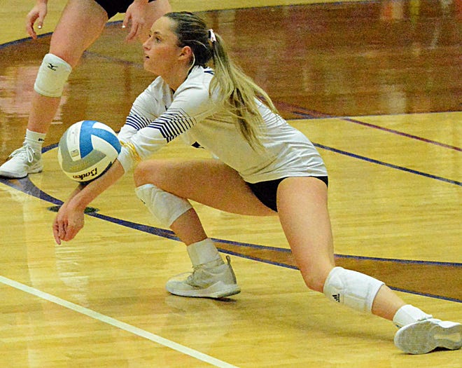 Watertown's Kendall Paulson receives a serve during a high school volleyball match against Sioux Falls Jefferson on Tuesday, Oct. 18, 2022 in the Civic Arena. Jefferson won 3-1.