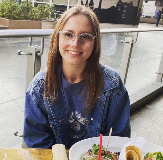 Endia Fontanez enjoys gluten-free tacos at El Segundo Sol in Las Vegas in March 2022.