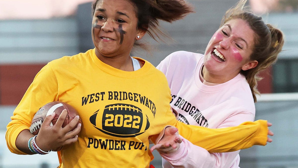 Girls hit the field for West Bridgewater Middle-Senior High's Powderpuff football game