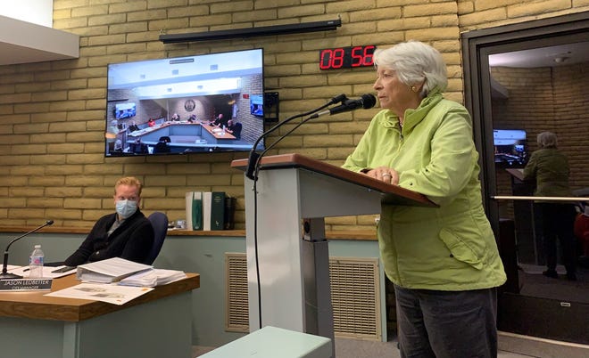 Abigail Van Alyn, of Yreka, addresses the Yreka City Council Oct. 18, 2022, expressing support for a proposed “Proclamation Against Hate” statement considered by the council. The measure was approved 4-1.