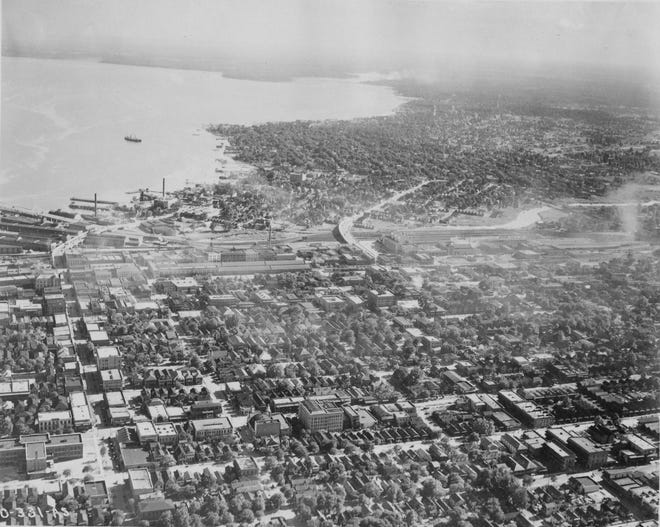 Taken sometime from 1941 to 1947, this shot shows Jacksonville's busy port, as well Brooklyn and Riverside in the distance and a thriving LaVilla in the foreground. It's from the Army Air Force's "Airscapes" of American and Foreign Areas collection, housed at the National Archives and Records Administration.