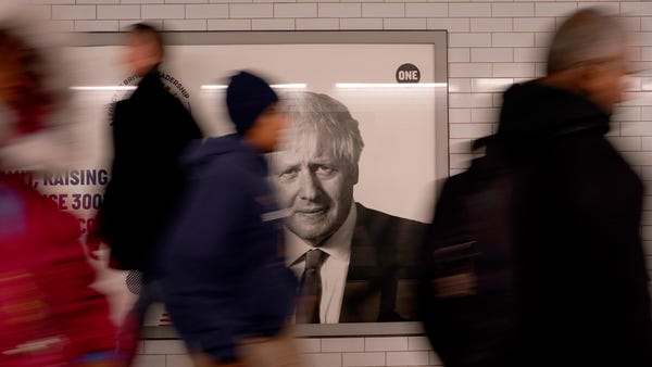 The face of former British Prime Minister Boris Jo