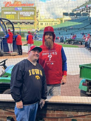 Burlington's Matt McVay got to meet former Burlington Bees player Brandon Marsh during the Philadelphia Phillies' trip to Chicago last month
