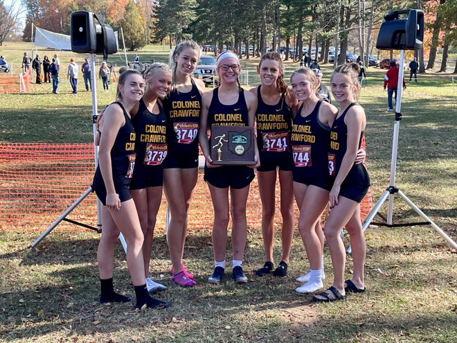 Colonel Crawford girls won their third consecutive district cross country title.