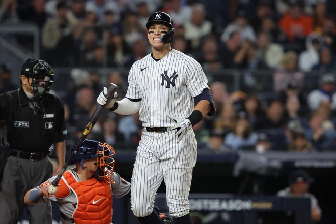 Game 3: Aaron Judge reacts after striking out in the fourth inning.
