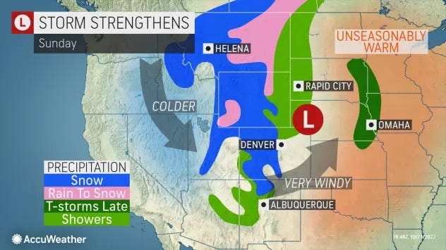 As cold air and surging warmth clash, a massive storm is expected to hit central U.S., according to AccuWeather.