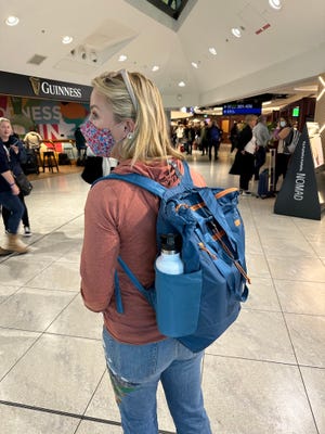 Jenn navigates the Dublin Area with the Patagonia Ultralight pack.
