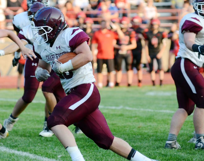 Charlevoix's Henry Herzog was one of three Rayder backs to eclipse the 100-yard mark on the ground Friday night, in a 579-yard rushing night overall for Charlevoix.