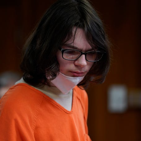 Oxford High School shooting suspect Ethan Crumbley pleads guilty for his role in the school shooting that occurred on November 30, 2021, during a his appearance at the Oakland County Circuit Court in Pontiac on Monday, October 24, 2022.