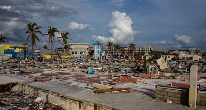 Times Square  on Fort Myers Beach was destroyed  in Hurricane Ian.  