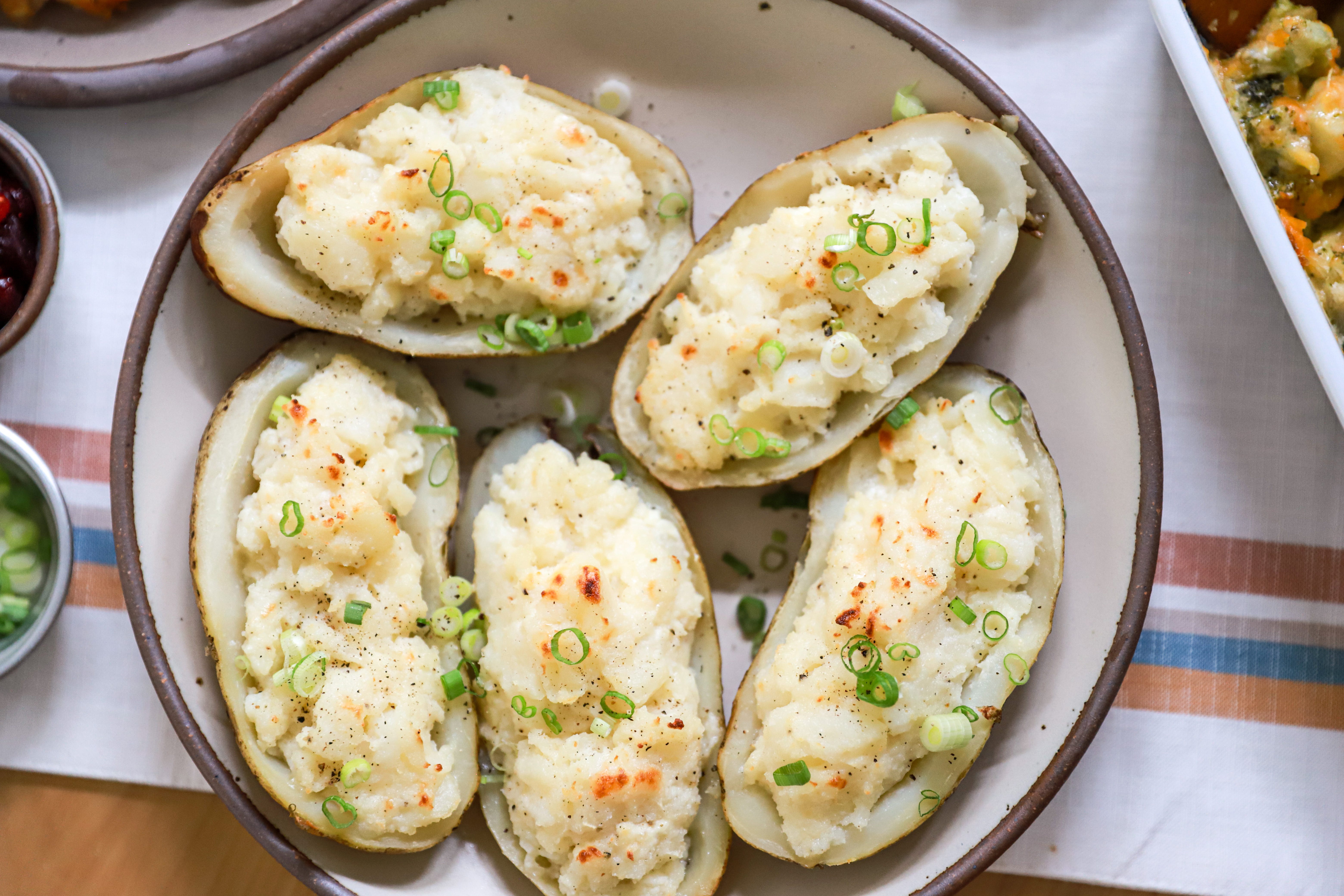 Twicebaked potatoes recipe perfect for Thanksgiving prep